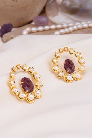 Boucles d'oreilles - Quartz fraise