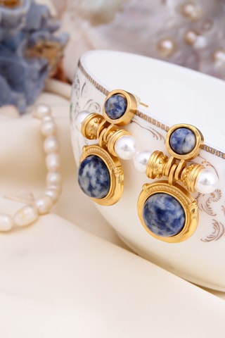 Boucles d’oreilles - Sodalites et perles culture