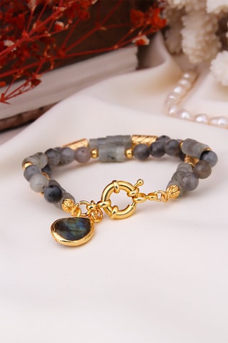 Bracelet doré à l'or fin jaune - Labradorite