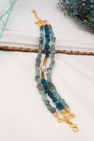 Bracelet - Apatites et aigue-marines doré à l'or fin jaune