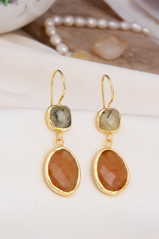 Boucles d’oreilles - Citrines et prehnites