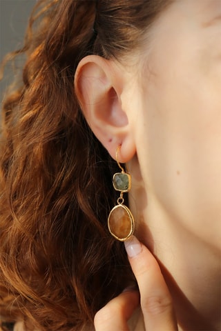 Boucles d’oreilles - Citrines et prehnites