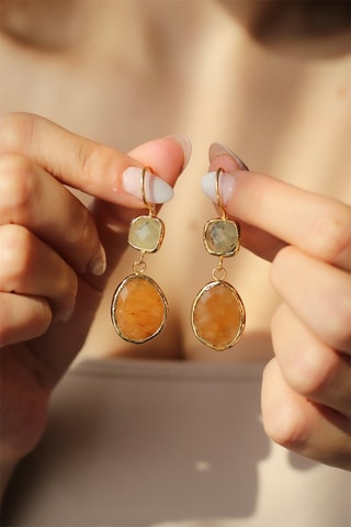 Boucles d’oreilles - Citrines et prehnites