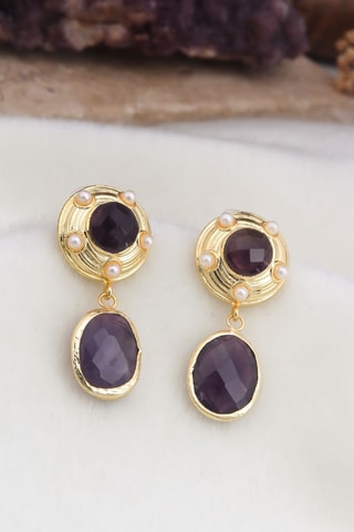 Boucles d’oreilles - Améthystes et perles de culture