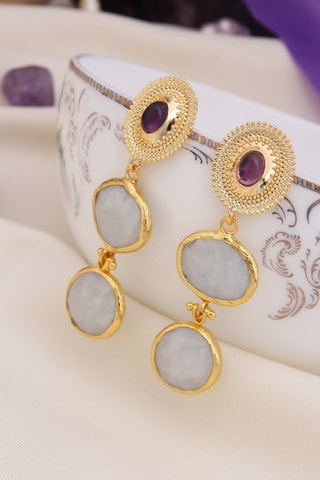 Boucles d’oreilles - Pierres de lune et améthystes