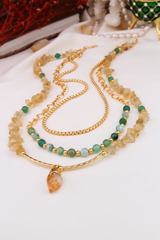 Collier Doré à l'or fin jaune - Citrine