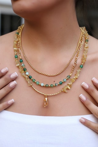 Collier Doré à l'or fin jaune - Citrine