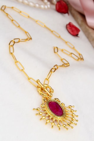 Colar - Dourado a ouro amarelo e ágata