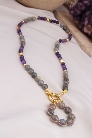 Colar - Dourado a ouro amarelo e labradorites