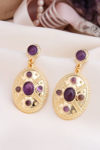 Boucles d’oreilles - Plaqué or jaune et améthystes