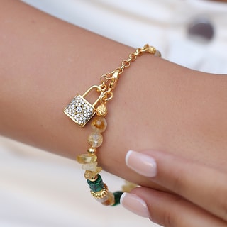 Bracelet - Laiton plaqué or & citrine