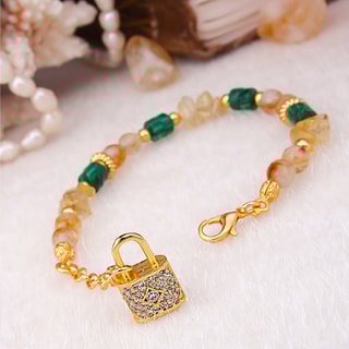 Bracelet - Laiton plaqué or & citrine