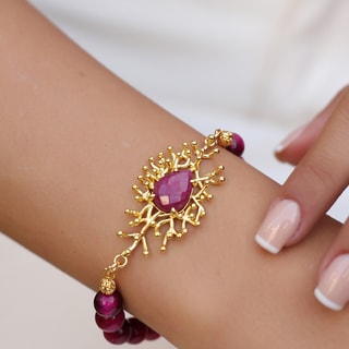 Bracelet yeux de tigre - Laiton plaqué or