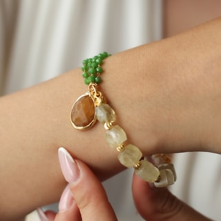 Bracelet - Laiton plaqué or & citrine