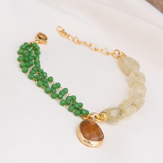 Bracelet - Laiton plaqué or & citrine