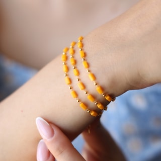 Bracelet - Laiton plaqué or & pierres naturelles jaunes