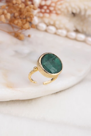 Bague - Plaqué or jaune et agate