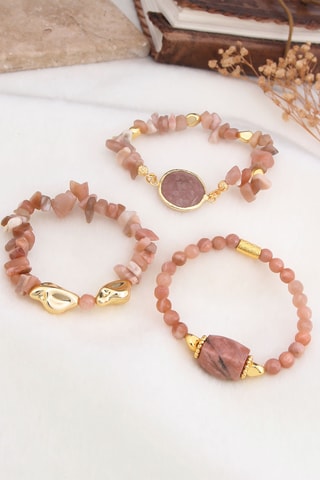 Bracelet - Plaqué or jaune et pierre de soleil