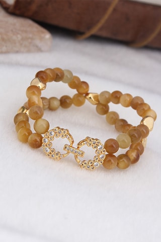 Bracelet - Plaqué or jaune et œils-de-tigre