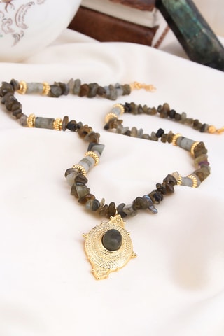 Collier - Plaqué or jaune et labrodorites