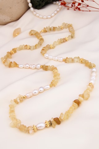 Collier - Plaqué or jaune et citrines