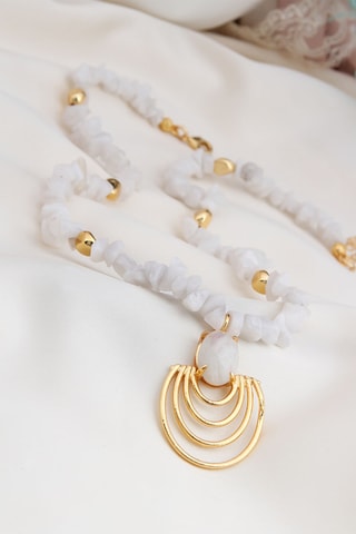 Collier - Plaqué or jaune et pierres de lune