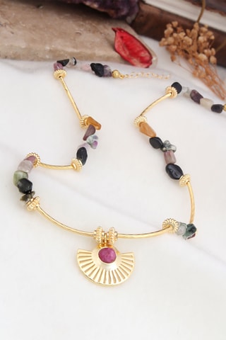 Colar - Banhado a ouro amarelo e turmalinas