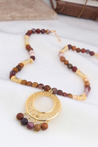 Collier - Plaqué or jaune et œils-de-tigre