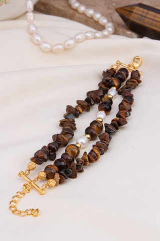 Bracelet - Œils-de-tigre et perles de culture