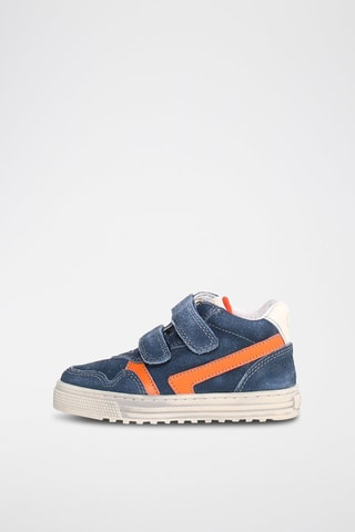 Sapatilhas em couro de vitelo - Azul e laranja