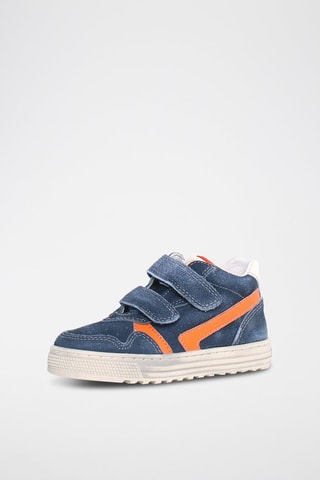 Sapatilhas em couro de vitelo - Azul e laranja