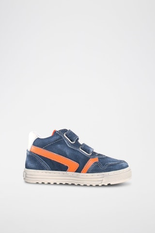 Sapatilhas em couro de vitelo - Azul e laranja