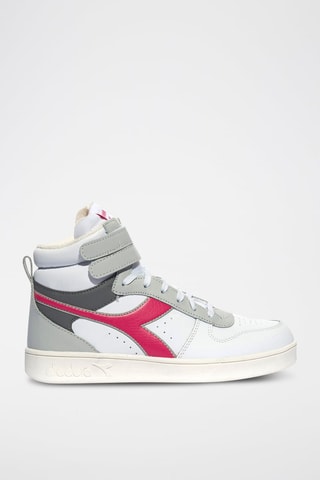 Sapatilhas de cano alto em couro Magic Basket Mid GS - Cinzento e branco