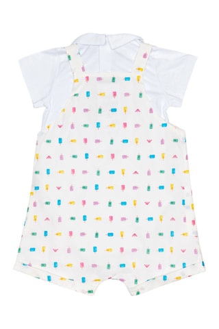 T-shirt et salopette-short - Blanc