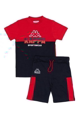 T-shirt e bermudas - Vermelho e azul-marinho