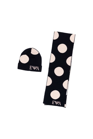 Gorro e écharpe em lã - Preto e rosa
