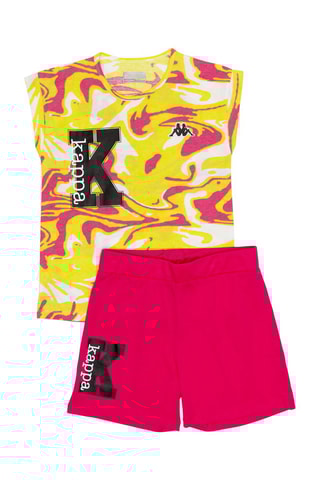 T-shirt e calções - Verde-lima e fúcsia