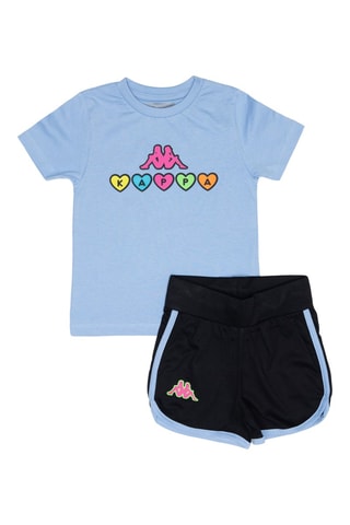 T-shirt e calções - Azul-celeste e preto