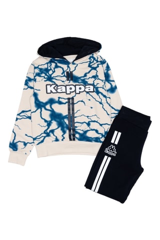Conjunto sweat com capuz e calças de treino - Branco e preto