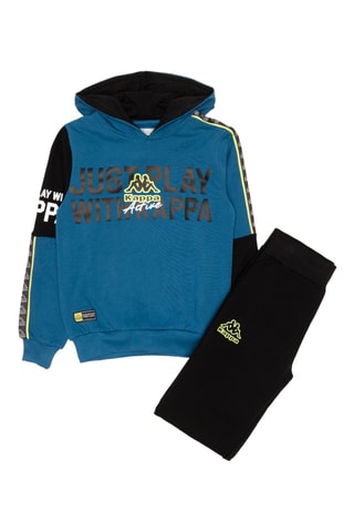 Conjunto sweat com capuz e calças de treino - Azul e preto