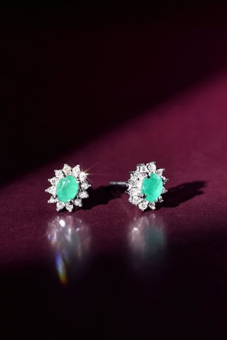 Puces Etoile - Or blanc, diamants et émeraudes