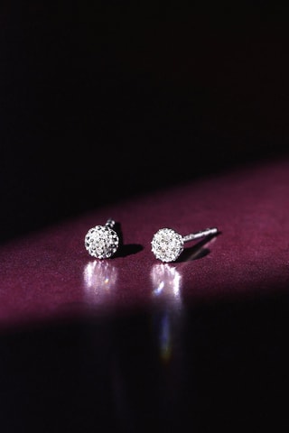 Puces Round Stud - Or blanc et diamants
