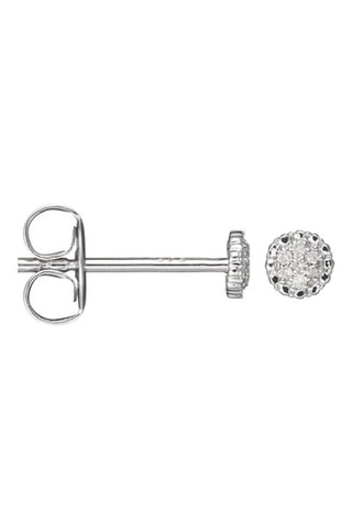 Puces Round Stud - Or blanc et diamants