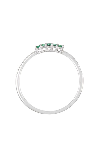 Bague Lisière - Or blanc, diamants et émeraudes