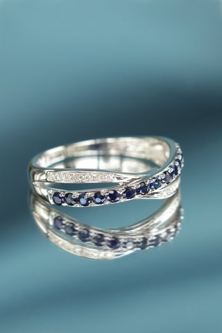 Bague Croisé Saphir - Or blanc, saphirs et diamants
