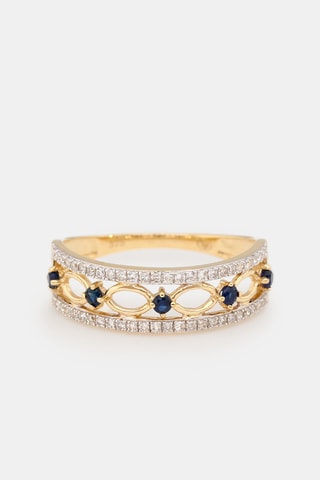 Bague Sapphire Crown - Or jaune, saphirs et diamants