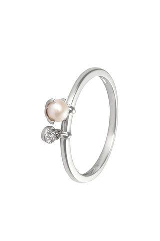 Bague Dazzling pearl - Or blanc, diamants et perle d'eau douce
