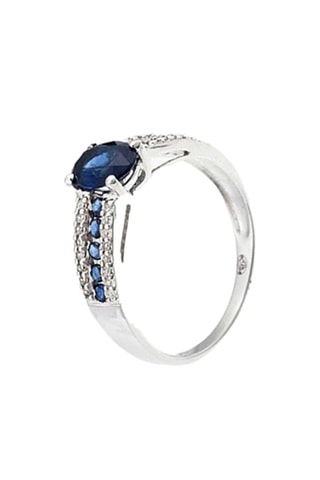 Bague Reine Océane -  Or blanc, diamants et saphirs