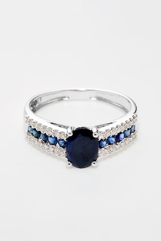 Bague Reine Océane -  Or blanc, diamants et saphirs