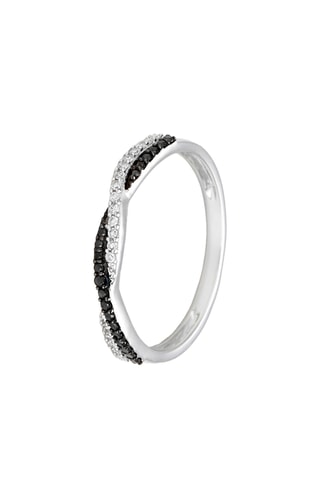 Bague noir et blanc  - Or blanc, diamants blancs et noirs